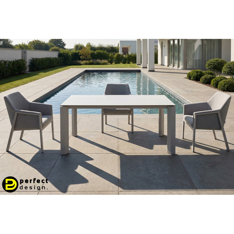 OTAVIO prémium kültéri kő étkezőasztal - 180cm - taupe