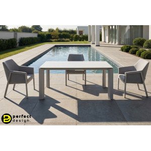 OTAVIO prémium kültéri kő étkezőasztal - 180cm - taupe BIZZOTTO