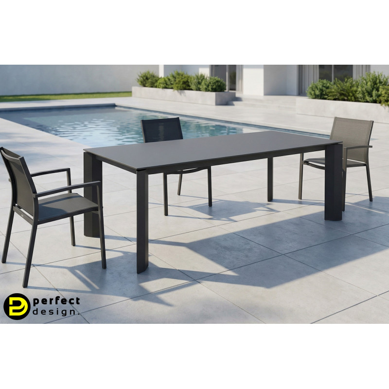 OTAVIO prémium kültéri kő étkezőasztal - 180cm - antracit