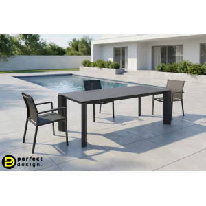 OTAVIO prémium kültéri kő étkezőasztal - 180cm - antracit