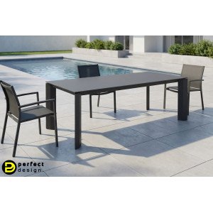 OTAVIO prémium kültéri kő étkezőasztal - 180cm - antracit BIZZOTTO