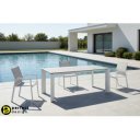 OTAVIO prémium kültéri kő étkezőasztal - 180cm - fehér