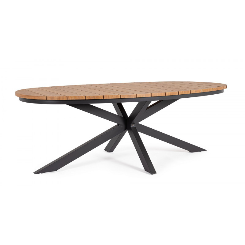 ZELMAR OVAL modern kültéri étkezőasztal - 218cm - antracit