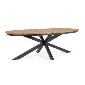 ZELMAR OVAL modern kültéri étkezőasztal - 218cm - antracit BIZZOTTO