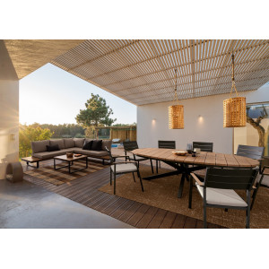 ZELMAR OVAL modern kültéri étkezőasztal - 218cm - antracit
