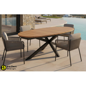 ZELMAR OVAL modern kültéri étkezőasztal - 218cm - antracit BIZZOTTO