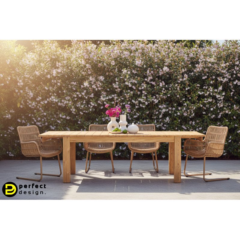 ZORRITOS prémium teakfa kültéri étkezőasztal - 200-300cm