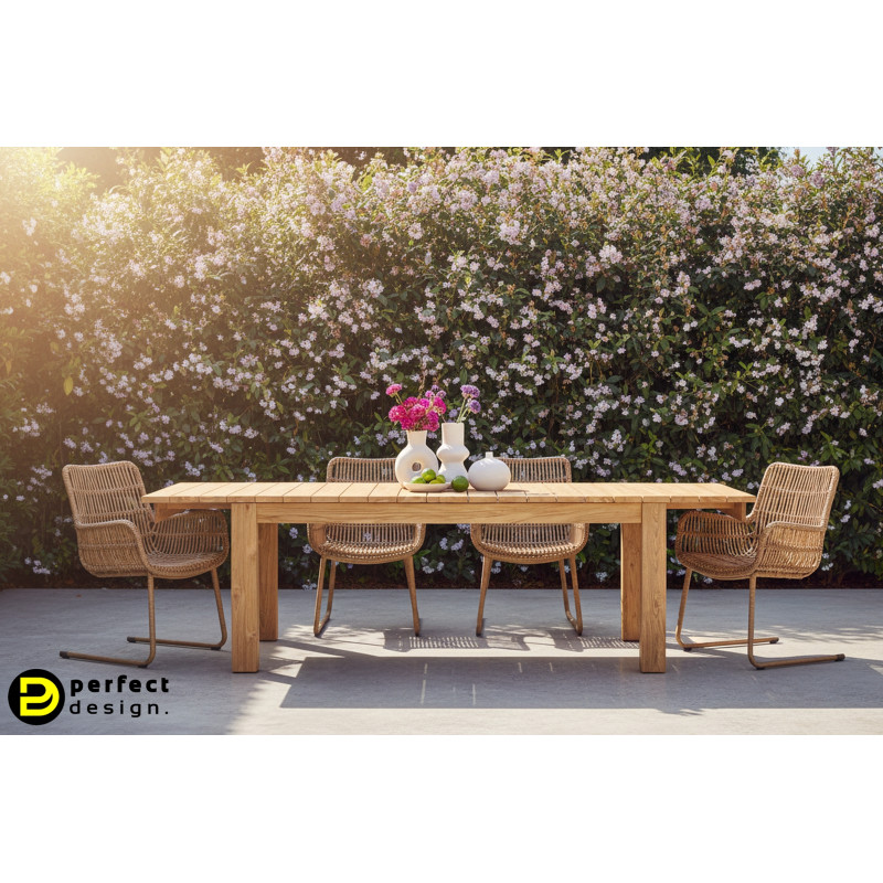 ZORRITOS prémium teakfa kültéri étkezőasztal - 200-300cm