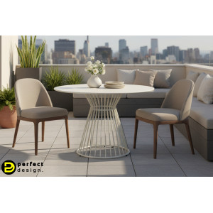 DUSTIN modern kültéri étkezőasztal - 120cm - beige BIZZOTTO