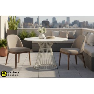 DUSTIN modern kültéri étkezőasztal - 120cm - beige BIZZOTTO