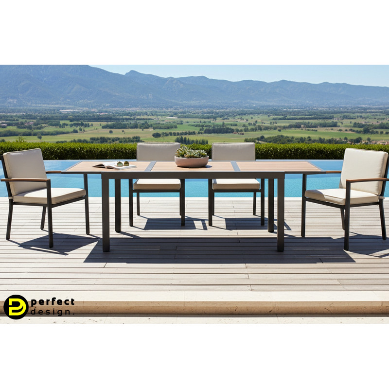 HELEN modern bővíthető kültéri étkezőasztal - 160-240cm - antracit