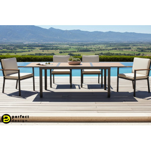 HELEN modern bővíthető kültéri étkezőasztal - 160-240cm - antracit BIZZOTTO