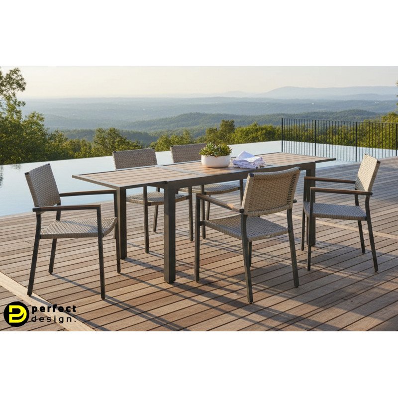 HELEN modern bővíthető kültéri étkezőasztal - 140-210cm - antracit