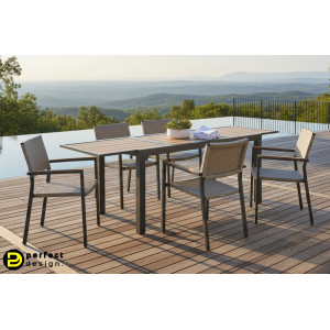 HELEN modern bővíthető kültéri étkezőasztal - 140-210cm - antracit BIZZOTTO