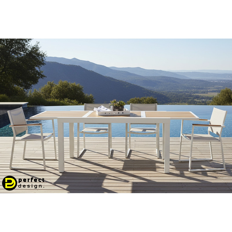 HELEN modern bővíthető kültéri étkezőasztal - 140-210cm - fehér