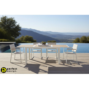 HELEN modern bővíthető kültéri étkezőasztal - 140-210cm - fehér