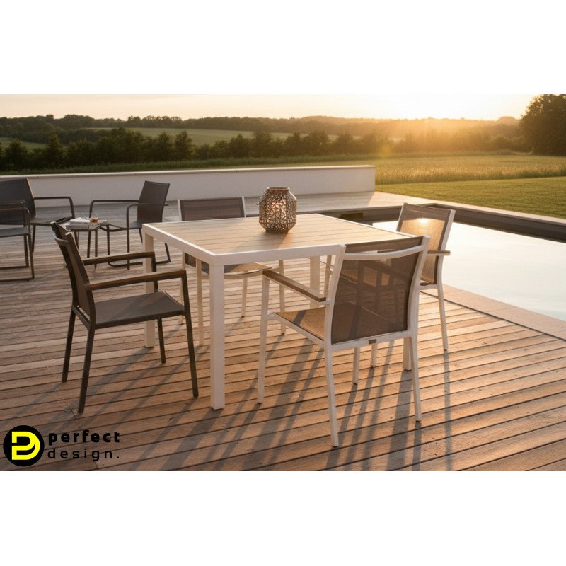 HELEN modern kültéri étkezőasztal - 136cm - fehér