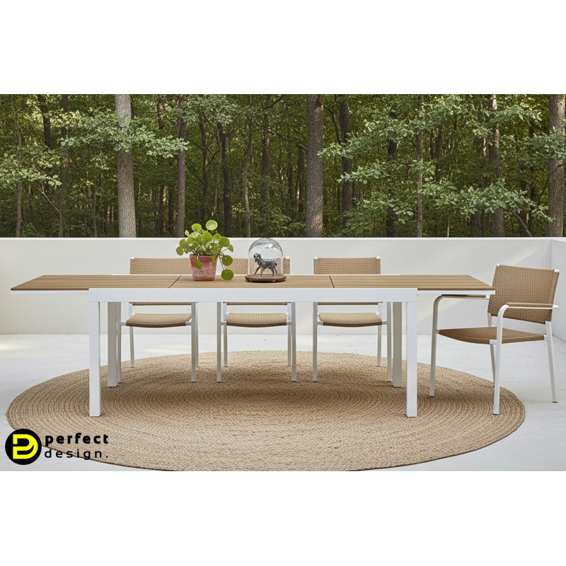 ELIAS bővíthető kültéri étkezőasztal - 200-300cm - fehér