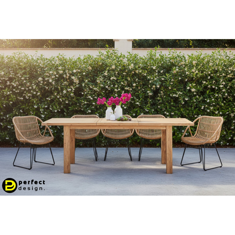 BOUNTY prémium teakfa kültéri étkezőasztal - 160-220cm