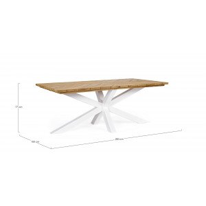 PALMDALE prémium teakfa kültéri étkezőasztal - 200cm - fehér