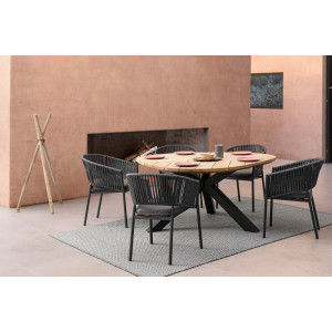 PALMDALE ROUND prémium teakfa kültéri étkezőasztal - 160cm - antracit