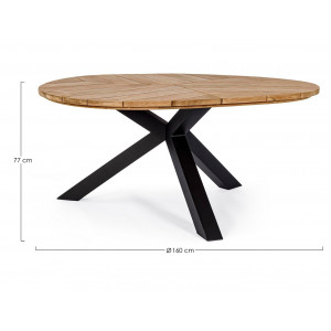 PALMDALE ROUND prémium teakfa kültéri étkezőasztal - 160cm - antracit