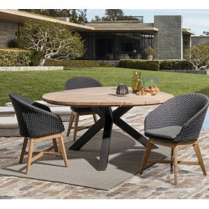 PALMDALE ROUND prémium teakfa kültéri étkezőasztal - 160cm - antracit