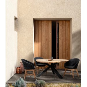 PALMDALE ROUND prémium teakfa kültéri étkezőasztal - 160cm - antracit