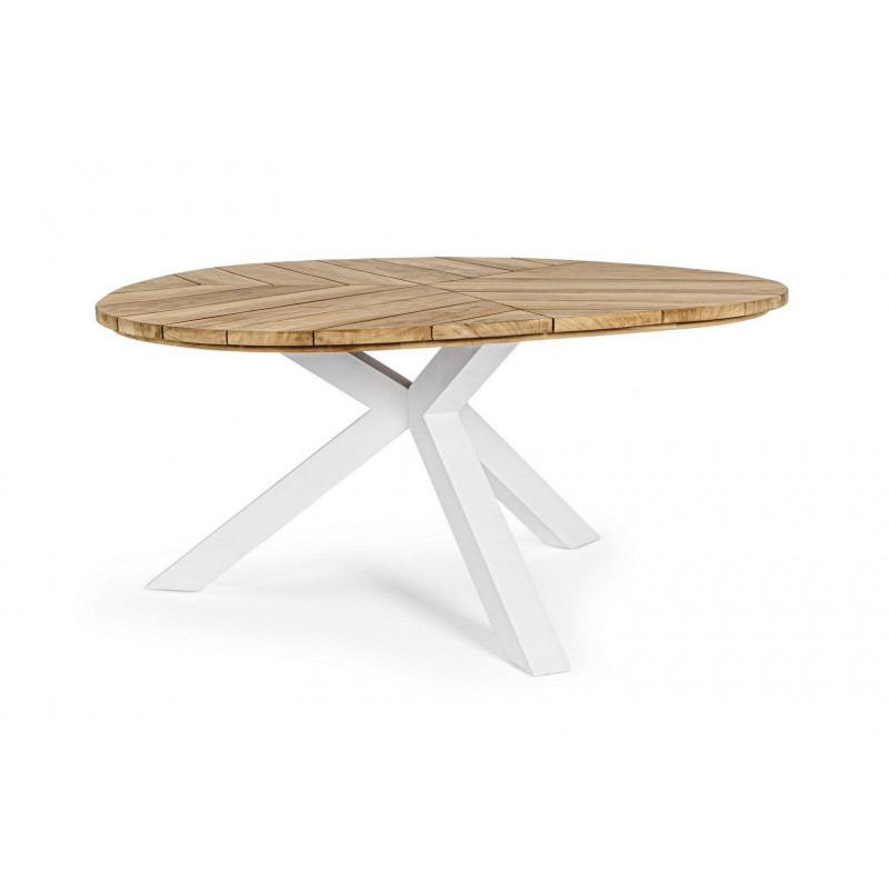 PALMDALE ROUND prémium teakfa kültéri étkezőasztal - 160cm - fehér