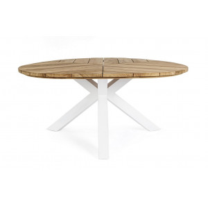 PALMDALE ROUND prémium teakfa kültéri étkezőasztal - 160cm - fehér