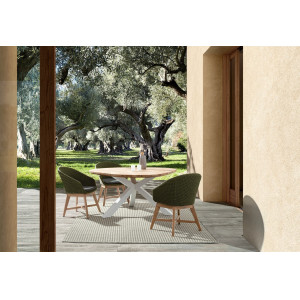 PALMDALE ROUND prémium teakfa kültéri étkezőasztal - 160cm - fehér