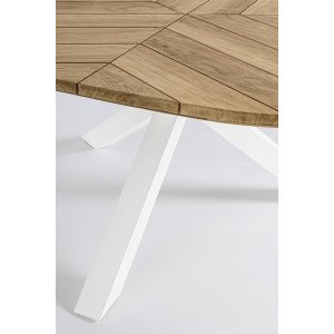 PALMDALE ROUND prémium teakfa kültéri étkezőasztal - 160cm - fehér