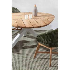 PALMDALE ROUND prémium teakfa kültéri étkezőasztal - 160cm - fehér