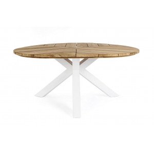 PALMDALE ROUND prémium teakfa kültéri étkezőasztal - 160cm - fehér