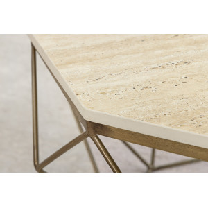 DIAMOND modern travertin dohányzóasztal - 70cm - réz