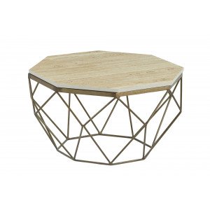 DIAMOND modern travertin dohányzóasztal - 70cm - réz
