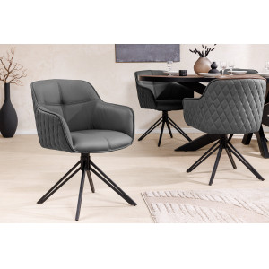 EUPHORIA prémium bőr szék - szürke INVICTA