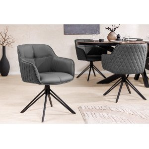 EUPHORIA prémium bőr szék - szürke INVICTA