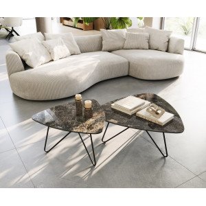 HOGAN prémium kerámia dohányzóasztal - barna - 88cm