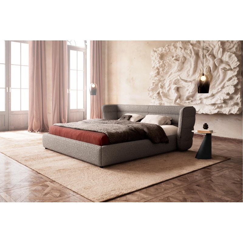 SIMENA prémium bouclé ágykeret -180cm - szürke