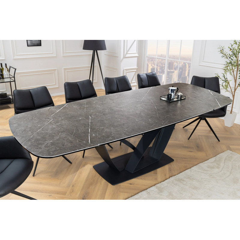PAPILLON exkluzív bővíthető kerámia étkezőasztal - grafit - 180-220-260cm