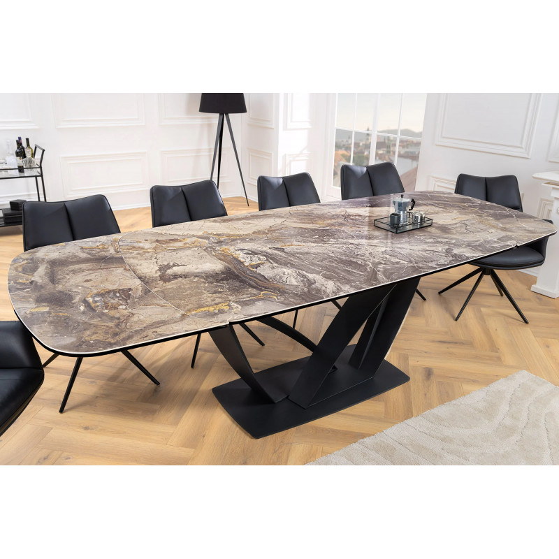 PAPILLON exkluzív bővíthető kerámia étkezőasztal - taupe - 180-220-260cm