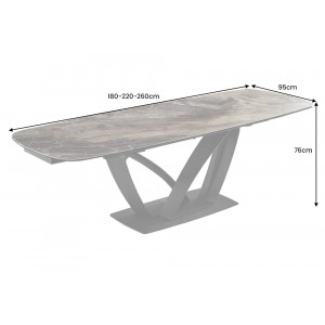 PAPILLON exkluzív bővíthető kerámia étkezőasztal - taupe - 180-220-260cm