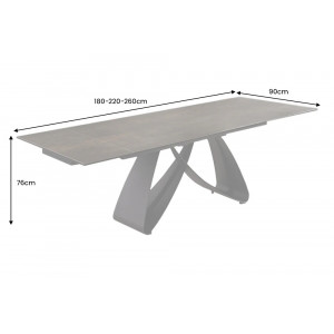 INFINITY design kerámia bővíthető étkezőasztal - 180-220-260cm - rozsda