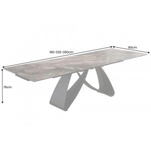 INFINITY design kerámia bővíthető étkezőasztal - 180-220-260cm - taupe