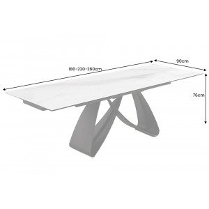 INFINITY design kerámia bővíthető étkezőasztal - 180-220-260cm - fehér
