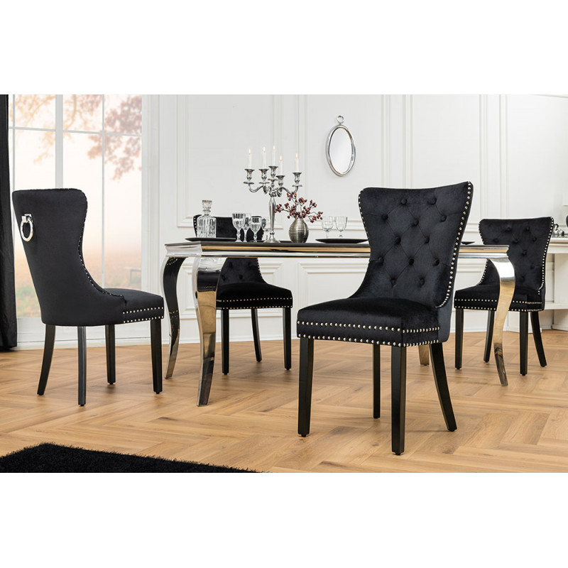 CASTLE RING elegáns bársony szék - fekete