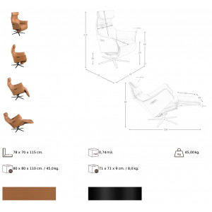 PALOMO prémium bőr relaxfotel - barna