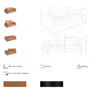 PALOMO prémium bőr kanapé - 3 személyes