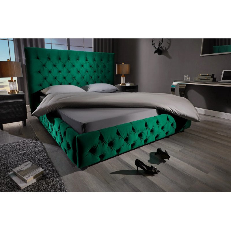 PARIS modern bársony ágykeret- 180x200cm - zöld